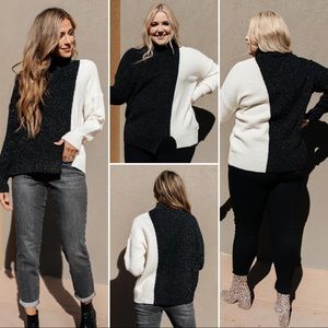 Black & white sweater with sparkle by Davi & Dani